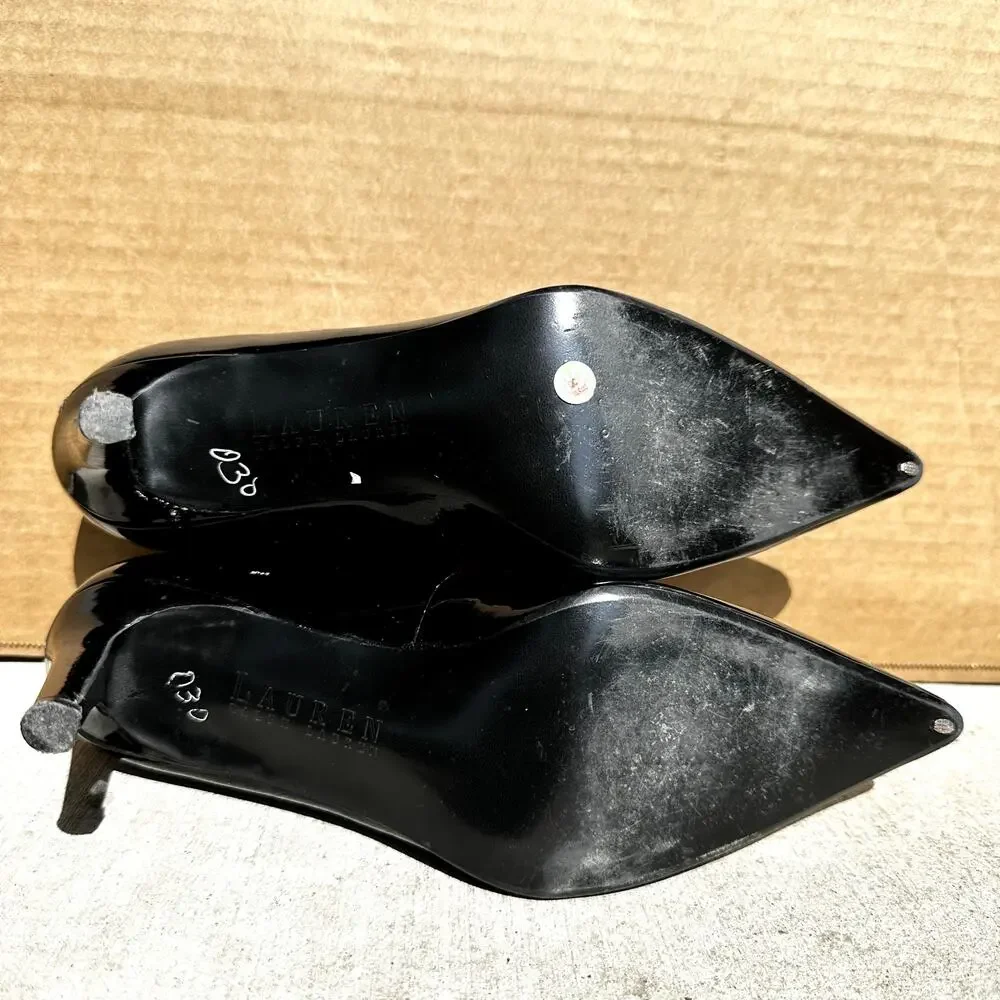 Lauren Ralph Lauren Pumps Heels Patent Leather Pointed Toe Slip On Black 8